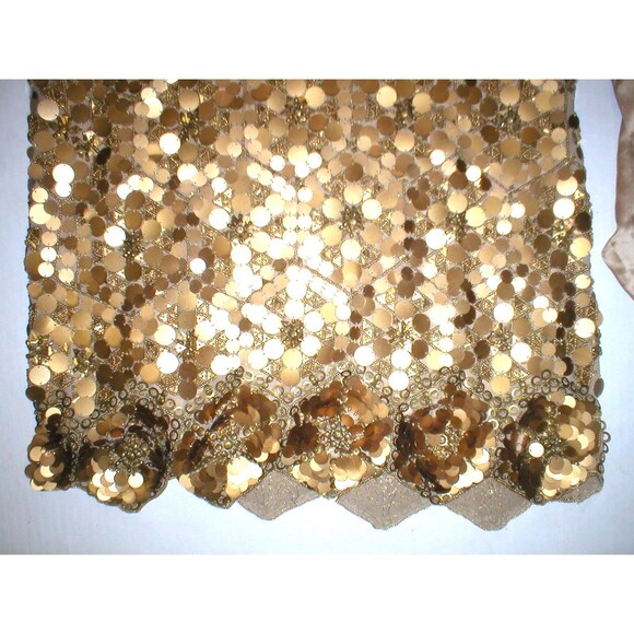 New Womens 10 NWT Matthew Williamson Designer Dress Gold Sequin Sleeveless Beads - Picture 3 of 12